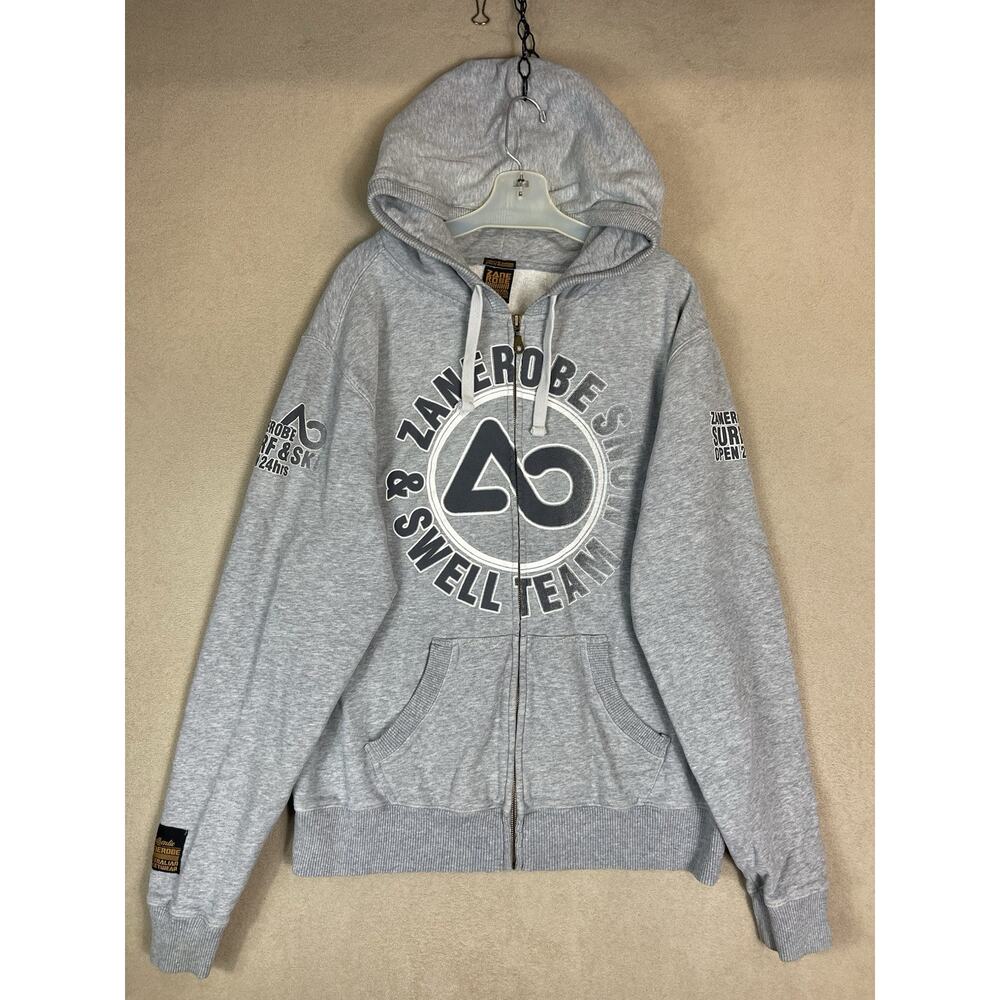 Zanerobe‎ Hoodie Mens XXL Gray Full Zip Graphic Print Heavyweight Jacket